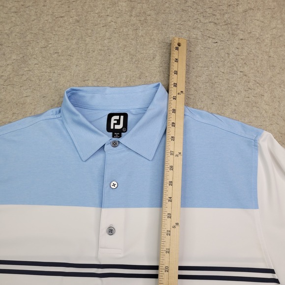 FootJoy Golf Polo Shirt Mens L White Colorblock Short Sleeve Performance Logo - Picture 9 of 10